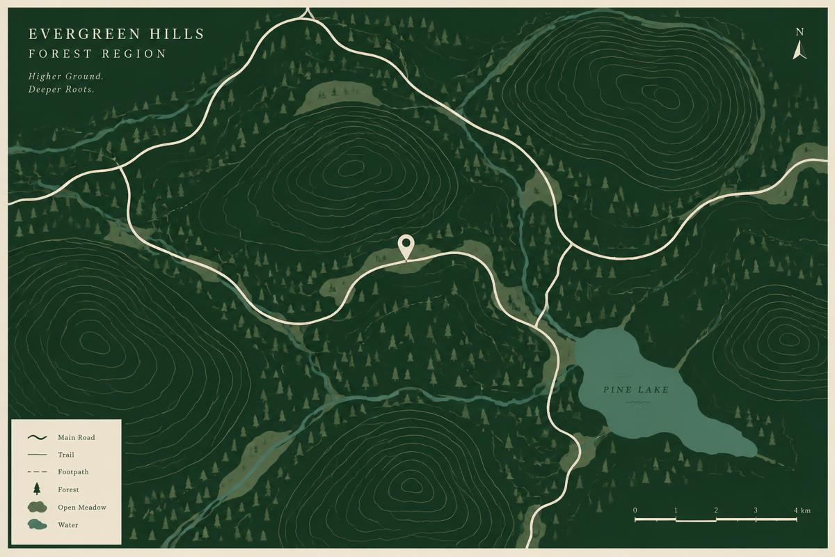 Map of the Rockbridge, Ohio region in Hocking Hills